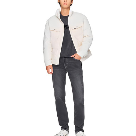 Lee Fashion Casual Minimalist Solid Color Stand Collar Down Jacket Unisex Cream White