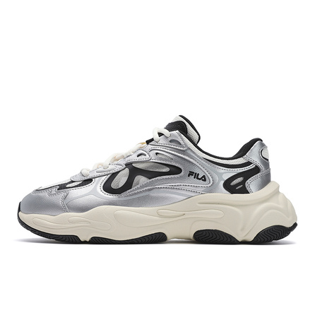 FILA MARS 4 Mars Shoes 4.0 Fashion Comfort Versatile Sport Casual Wear-Resistant Low-Top Dad Shoes Men's Silver White