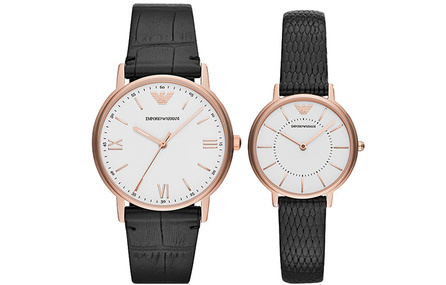 EMPORIO ARMANI KAPPA Collection Wrist Watch Quartz Movement Leather Watch Bands White Dial Unisex AR80015