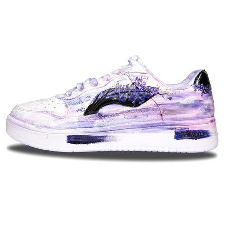 LiNing 'Floating Boat' Painting Gradient Simple Casual Classic Basic Versatile Slip-Resistant Cushioned Low-Top Skate Shoes Unisex Custom Sneakers Violet