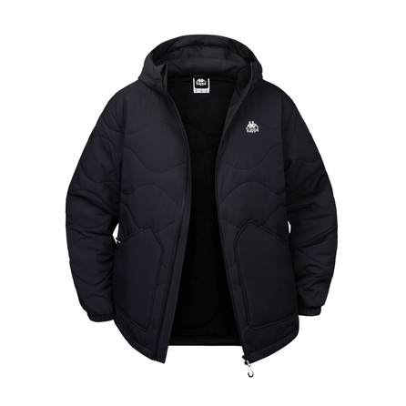 Kappa KAPPA PLAYER Winter Trend Warm Hooded Casual Padded Jacket Outdoor Commute Windproof Lightweight Men's Coat Fashion Versatile Minimalist Embroidered Logo Puffer Unisex Black