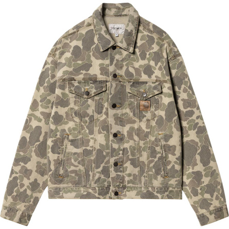 Carhartt WIP FW24 Duck Helston Jacket Camouflage Print Single-Breasted Long Sleeve Denim Jacket Men's Khaki