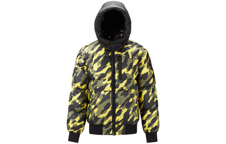 Moose Knuckles FW22 Camouflage Print Hooded Long Sleeve Down Jacket Men's Yellow
