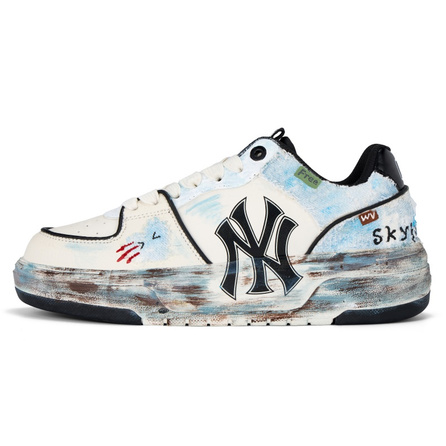 [Custom Sneakers] MLB Chunky Liner Old Harbor Tide Mark Hand-Painted Comfortable Versatile Wear-Resistant Slip-Resistant Low-Top Skate Shoes Unisex White
