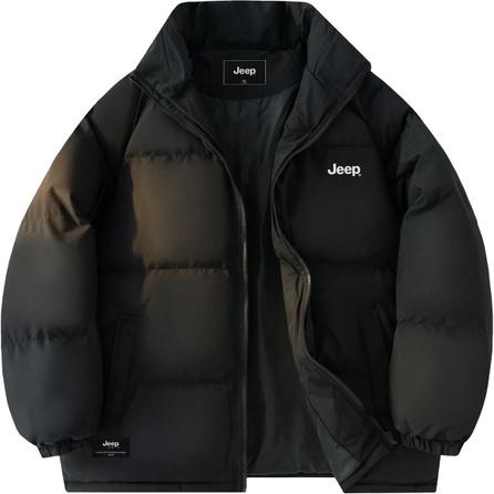 Jeep Wrangler Leisure Series American High-Street Retro Basic Logo Letter Loose Comfortable Cold-Weather Windproof Waterproof Outdoor Casual Commute Versatile Fashion Drop-Shoulder Stand Collar Dopamine Puffer Jacket Unisex