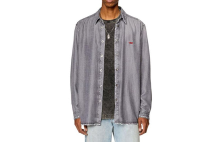 DIESEL SS24 OVAL-D Series Solid Color Lapel Single-Breasted Fitted Long Sleeve Jacket Men's Gray