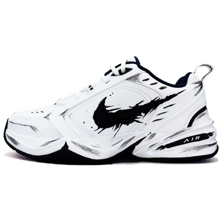 [Custom Sneakers] Nike Air Monarch 4 'Black Mamba' Leather American Retro Personality Fashion Low-Top Dad Shoes Unisex Black White