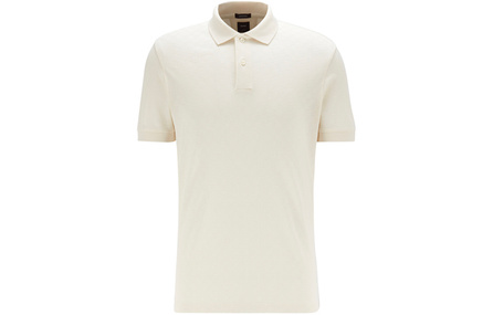 HUGO BOSS 3D Silk Cotton Solid Color Short Sleeve Polo Shirt Men's White