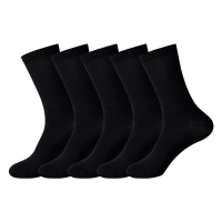 MIIOW Basic Versatile Series Casual Home Light Sport 7A Antibacterial Breathable Moisture-Wicking Anti-Slip Simple Black White Gray Three-Color Pure Cotton Mid-Calf Socks Men's 5-Pack 5 пар (длинная трубка MK001260-черная)