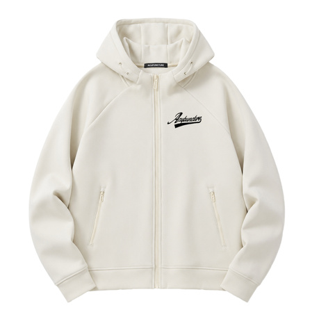 Acupuncture Sports Casual Loose Versatile Couple Long Sleeve Jacket Autumn Winter Soft Fabric Simple Solid Color Trendy Zip Hooded Jacket
