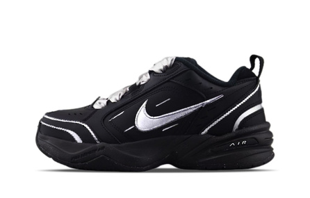 Custom Sneakers Nike Air Monarch 4 840 Silver Moon Meteor Black Warrior Premium Versatile Trendy Wear-Resistant Lightweight Low-Top Dad Shoes Unisex Black Silver