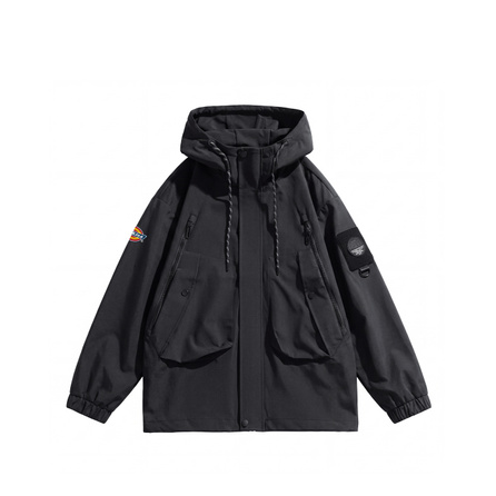 Dickies Functional Multi-Pocket Zipper Pocket Sleeve Side Logo Patch Hooded Drawstring Hem Adjustable Autumn Loose Drop Shoulder Outdoor Versatile High Street Trendy Daily Jacket Men's