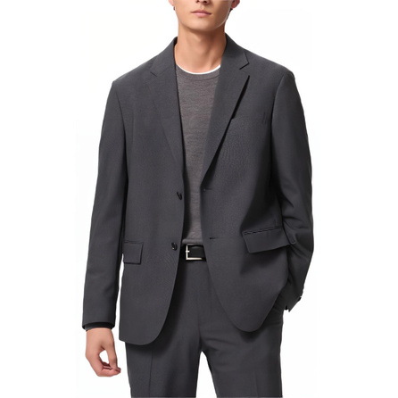 UNIQLO Casual Solid Color Long Sleeve Blazer Men's Dark Gray