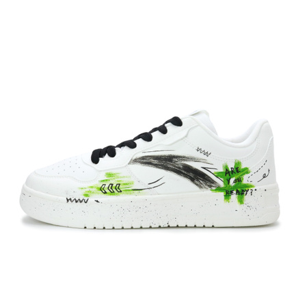 [Custom Sneakers] Anta Lifestyle Series Wild Echo Fashion Versatile EPI Leather Hand-Painted Graffiti Wear-Resistant Lightweight Low-Top Skate Shoes Unisex