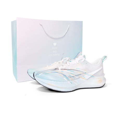 [Custom Sneakers] Li-Ning ChiTu 8 PRO Colorful Waves Gift Bag Version Comfortable Versatile Fashionable Trendy Couple Personalized Lightweight Breathable Low-Top Casual Physical Test Exam Urban Commute Running Shoes Unisex White
