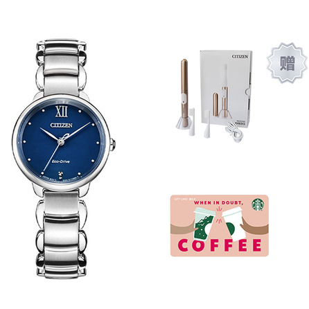 CITIZEN Eco-Drive Series 50M Water Resistant Solar Quartz Movement Stainless Steel Band Japanese Korean Watch Women's Blue Dial