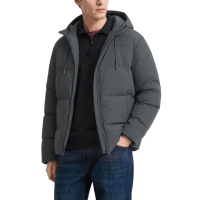 Skechers FW26 Long Sleeve Hooded Zip Skin-Friendly Soft Comfortable Water-Repellent Windproof Warm Down Jacket Men's Дымчато-серый/013P