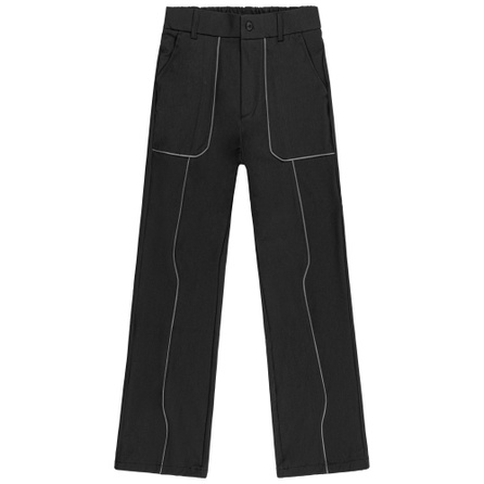 XINYINSU Deconstructed Webbing Stripe Reflective Loose Straight-Leg Casual Pants Unisex Black
