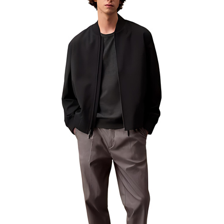 CALVIN KLEIN Solid Color Simple Comfortable Bomber Long Sleeve Jacket Men's Black