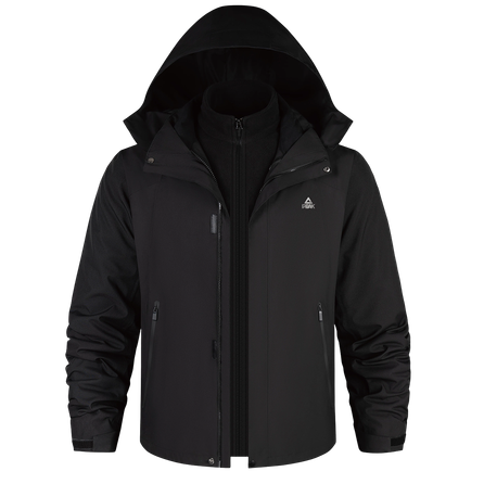 Peak Minimalist Mountain Style Outdoor Hiking Sports Detachable Fleece Liner Loose Hooded 3-in-1 Versatile Comfortable Warm Wear-Resistant Water-Repellent Two-Piece Windproof Jacket Unisex