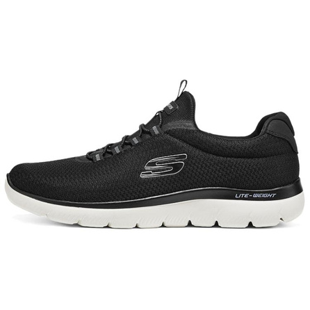Skechers Summits Summer Breathable Mesh Upper Soft Cushion Lightweight Comfortable Wear-Resistant Anti-Slip Simple Solid Color Versatile Daily Commute Walking Non-Fatigue Low-Top Walking Shoes Men's Black