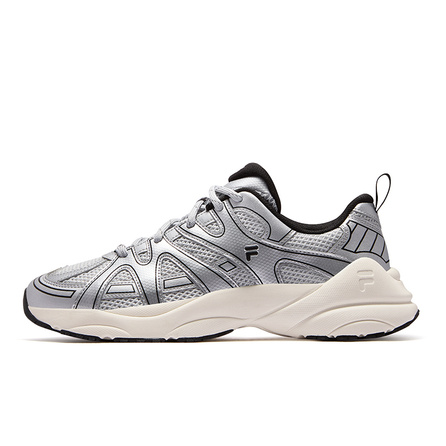 FILA FUSION PATH Track Shoes Trendy Versatile Wear-Resistant Low-Top Casual Shoes Men's Space Silver Black
