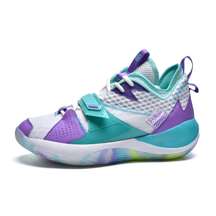 IVERSON Breathable Coverage Support Mid-Top Basketball Shoes Unisex White Blue Purple