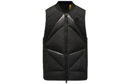 Moncler Kiyose Logo Solid Color Patchwork Down Vest Men's Black