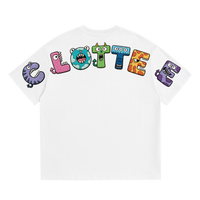 CLOT X CLOTTEE Pure Cotton Heavyweight 320g American High Street Vintage Chinese Trendy Fun Cartoon Graffiti Brand Logo Creative Design Sports Casual Fashion Skin-Friendly Breathable Couple Crewneck Short Sleeve T-Shirt Men's белое