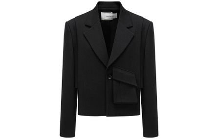 Feng Chen Wang FW23 Solid Color Notched Lapel Loose Fit Long Sleeve Blazer Men's Black