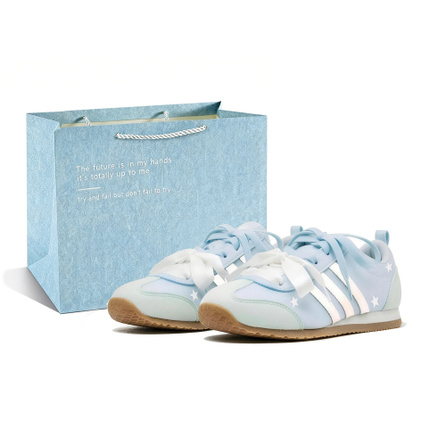 Custom Sneakersadidas VS JOG 2.0 Mint Milk Green Star Print Fresh Spring/Summer Retro Trendy Dopamine Miu-Style Summer Breathable Campus German Training Shoes Unisex Light Blue