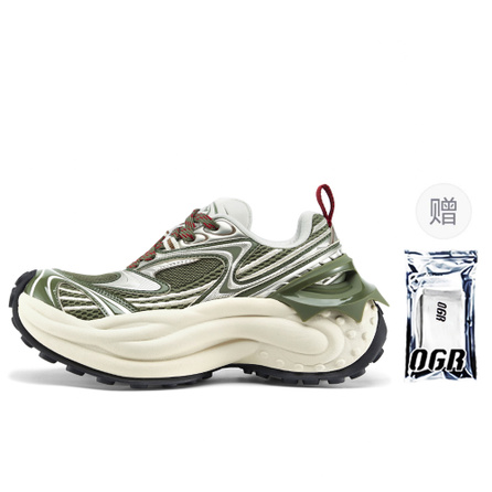 OGR Octopus Runner OG Matcha Trail Running Outdoor Exploration Bionic Retro Height-Increasing Rocker Slow Running Shoes Low-Top Casual Urban Commute Running Shoes Unisex Olive Green