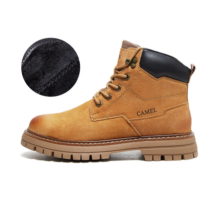 CAMEL Short Outdoor Boots Men's Fleece-Lined