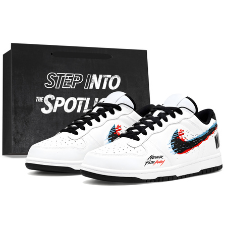 [Custom Sneakers] Nike Big Breakthrough Swift Movement Boyfriend Friction Sound Premium Simple Versatile Great Gift Commute Campus American Trendy Premium Hand-Painted Wear-Resistant Anti-Slip Low-Top Skate Shoes Unisex Black White