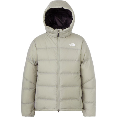 THE NORTH FACE Logo Embroidered Hooded Long Sleeve Down Jacket Unisex Light Gray