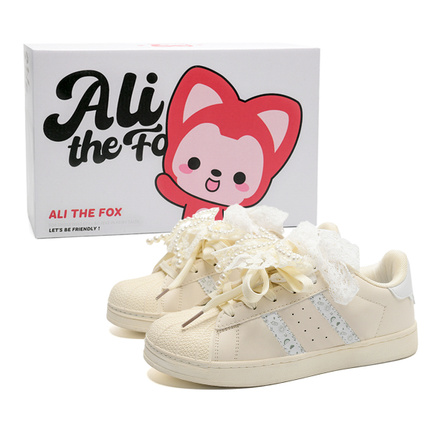 ALI THE FOX Elegant Temperament Trendy Comfortable Korean Ins Style Slip-Resistant Wear-Resistant Balanced Lightweight Low-Top Skate Shoes Unisex Beige
