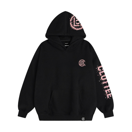 CLOT X CLOTEE 420g Chinese Guochao Cherry Blossom Petal Pattern LOGO Pocket Design Ribbed Cuffs Hem Loose Drop Shoulder Skin-Friendly Couple Casual Street Outing Commute Pullover Hooded Sweatshirt Unisex