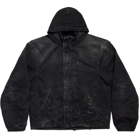 Balenciaga FW25 Winter Series Hooded Zipper Closure Elastic Cuff Denim Jacket Coat Loose Fit Men's