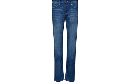 EMPORIO ARMANI SS22 Eagle Logo Straight Leg Jeans Men's Blue