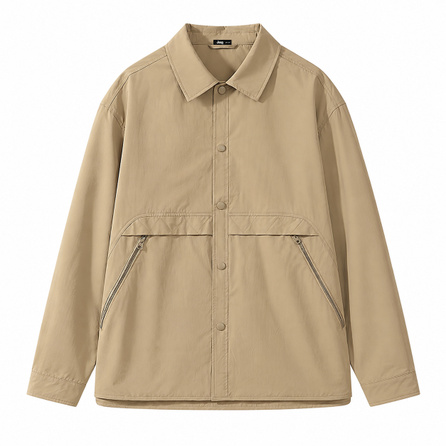 Jeep Casual Series Solid Color Lapel Minimalist Casual Sports Comfortable Versatile Retro Design Big Pockets Drop Shoulder Genderless American Street Workwear Jacket Unisex