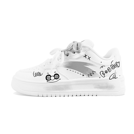 Anta Life Series Smile Face Explosion Graffiti Hand-Painted Fresh Simple Trendy Casual Versatile Niche Campus Style Low-Top Skate Shoes Unisex