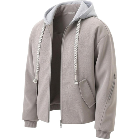 SOCKKEY Korean High Street Retro Cleanfit Paris Dirty Style Fake Two-Piece Cargo Striped Deconstructed Patchwork Premium Outdoor Commute Windproof Warm Street Edgy Trendy Comfortable Versatile Hooded Drape Jacket Coat Unisex