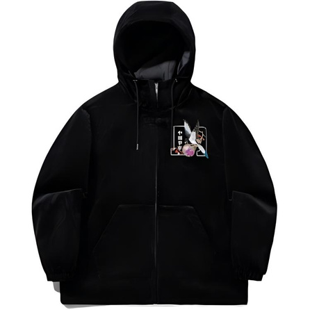 LI-NING x MEDM Collaboration 'Daily Riches' Series Sport Casual Simple Solid Color Hooded Loose Jacket Coat Men's Black