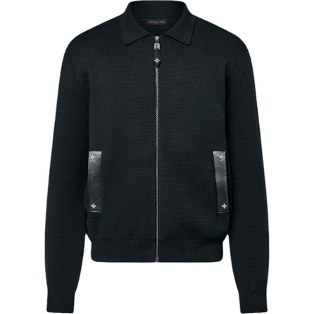 LOUIS VUITTON SS25 Metal Stud Trim Pocket Long Sleeve Knitted Waist Jacket Men's Black