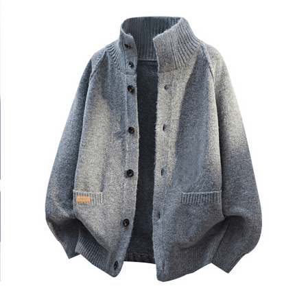 Jeep American Vintage Couple Knit Cardigan Loose Comfortable Daily Commute Zip Minimalist Stand Collar Design Casual Warm Single-Breasted Long Sleeve Outerwear Sweater Unisex