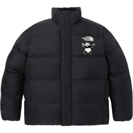 [Custom Apparel] THE NORTH FACE Panda Embroidery Sport Casual Zip Stand Collar Long Sleeve Puffer Jacket Men's Black