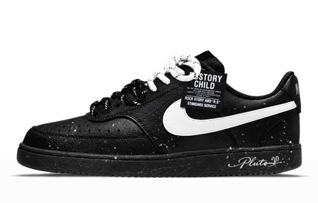 Nike Court Vision Low Custom Sneakers Ink Star Night Walk Synthetic Leather Classic Trendy Comfortable Versatile Non-Slip Wear-Resistant Low-Top Skate Shoes Unisex Black