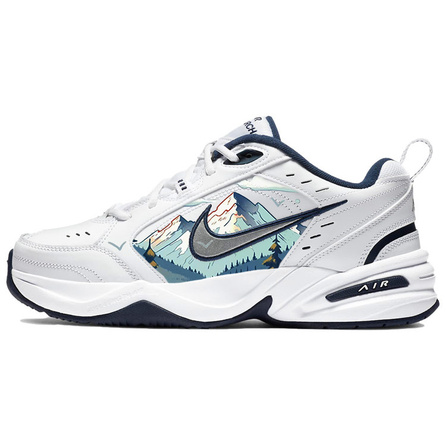 Nike Air Monarch 4 Cushioning Anti-Slip And Wear-Resistant Low-Top Chunky Sneakers Unisex Blue White