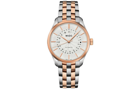 MIDO Belluna Collection Automatic Mechanical Movement Casual Fashion 50M Water-Resistant Date Display Men's Watch Swiss Made 40mm Silver Dial Stainless Steel PVD Coated Case Stainless Steel PVD Coated Bracelet