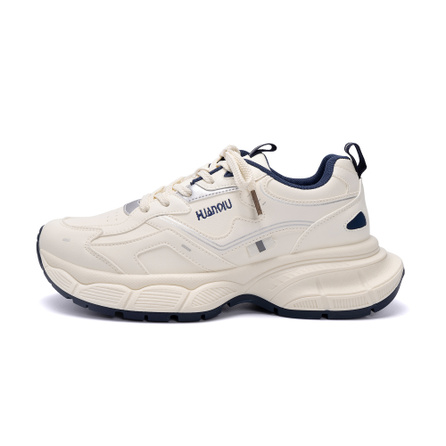 HUANQIU Chunky Sneakers Men Low-Top White Blue